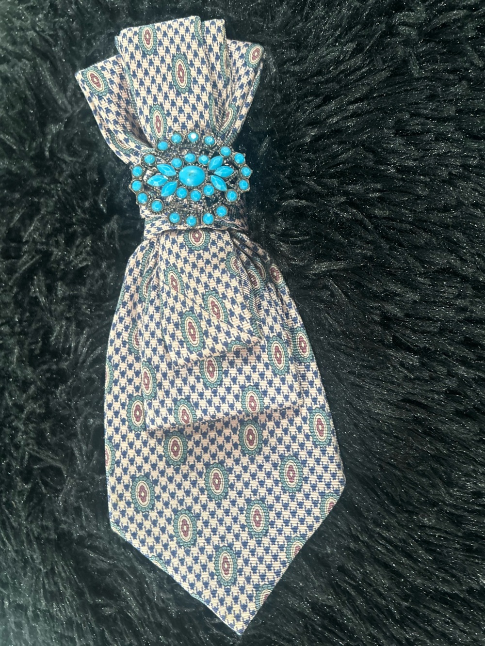 Turquoise Stone tie Accent – Blue Paisley Tie